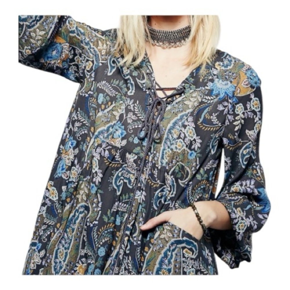 Free People Rain or Shine Paisley Mini Dress/Tunic